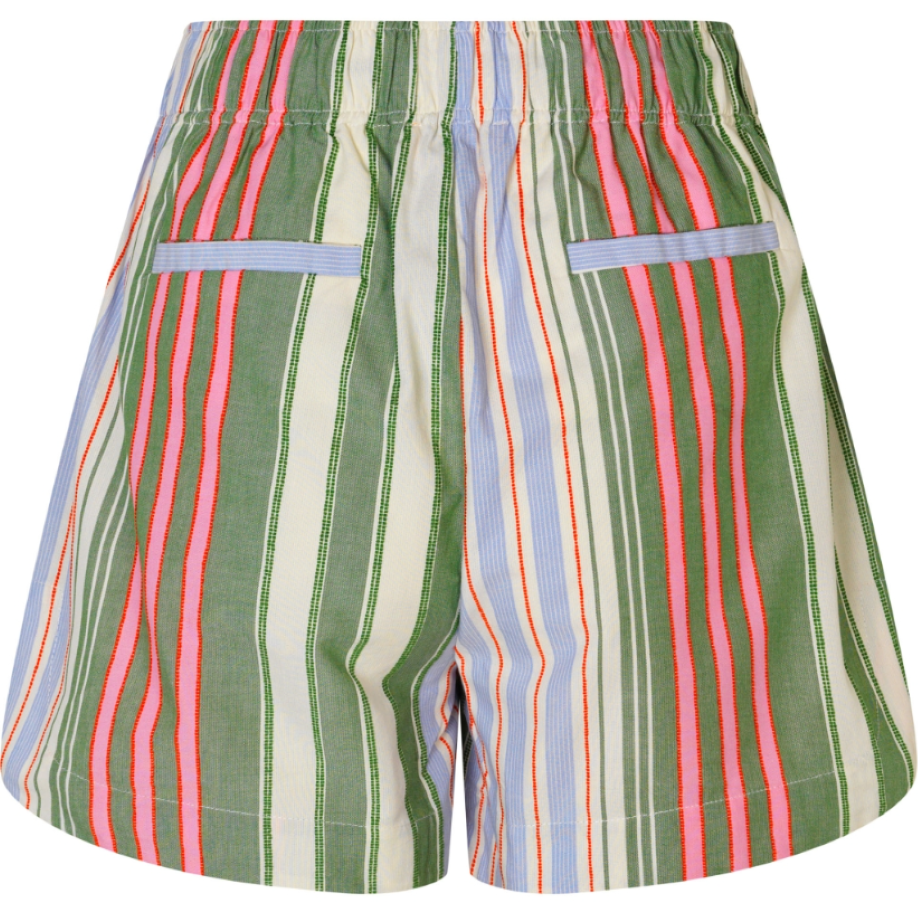 Stine Goya Striped Cotton Structured Shorts - Forest Stripe