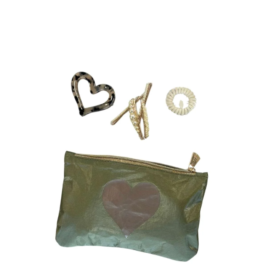 Hi, Love Special Edition Mini Zipper Pouch - Shimmer Olive