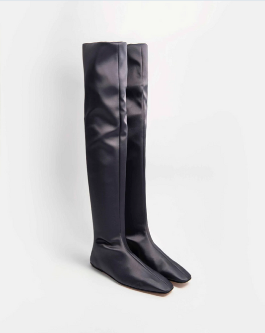 Alysi Satin Over-the-Knee "Sock" Boot - Antracite