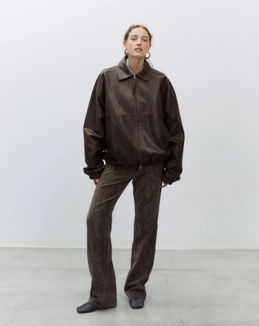 Alysi Heavy Leather Bomber - Choco