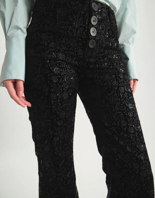 Ines de la Fressange Charlotte Embroidered Trousers - Black