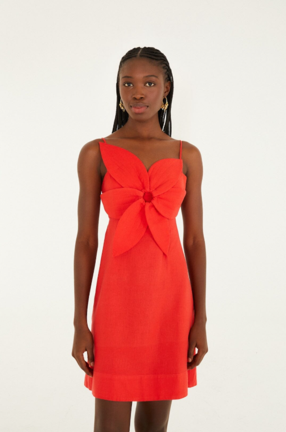 Farm Rio 3-D Flower Mini Dress - Red