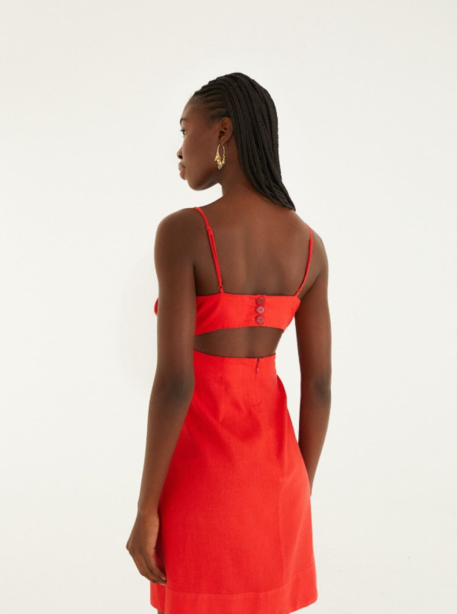 Farm Rio 3-D Flower Mini Dress - Red