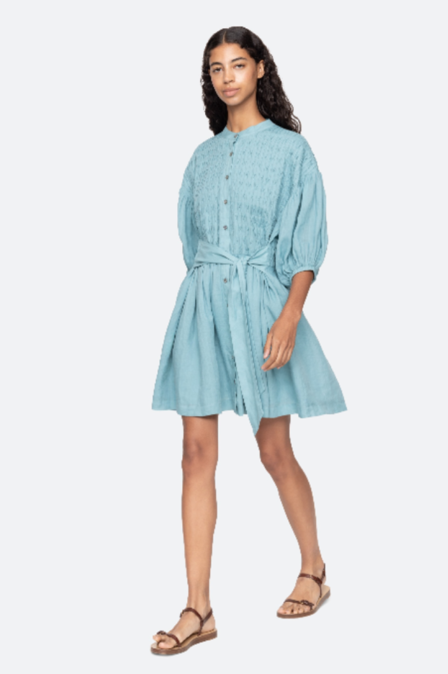Sea-NY Violet Belted Mini Dress - Blue