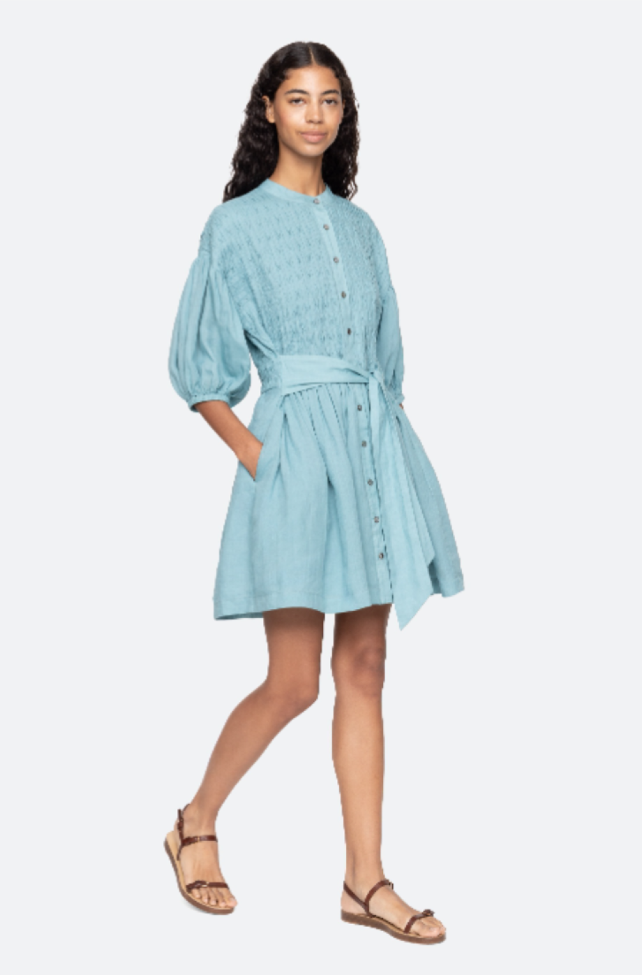 Sea-NY Violet Belted Mini Dress - Blue