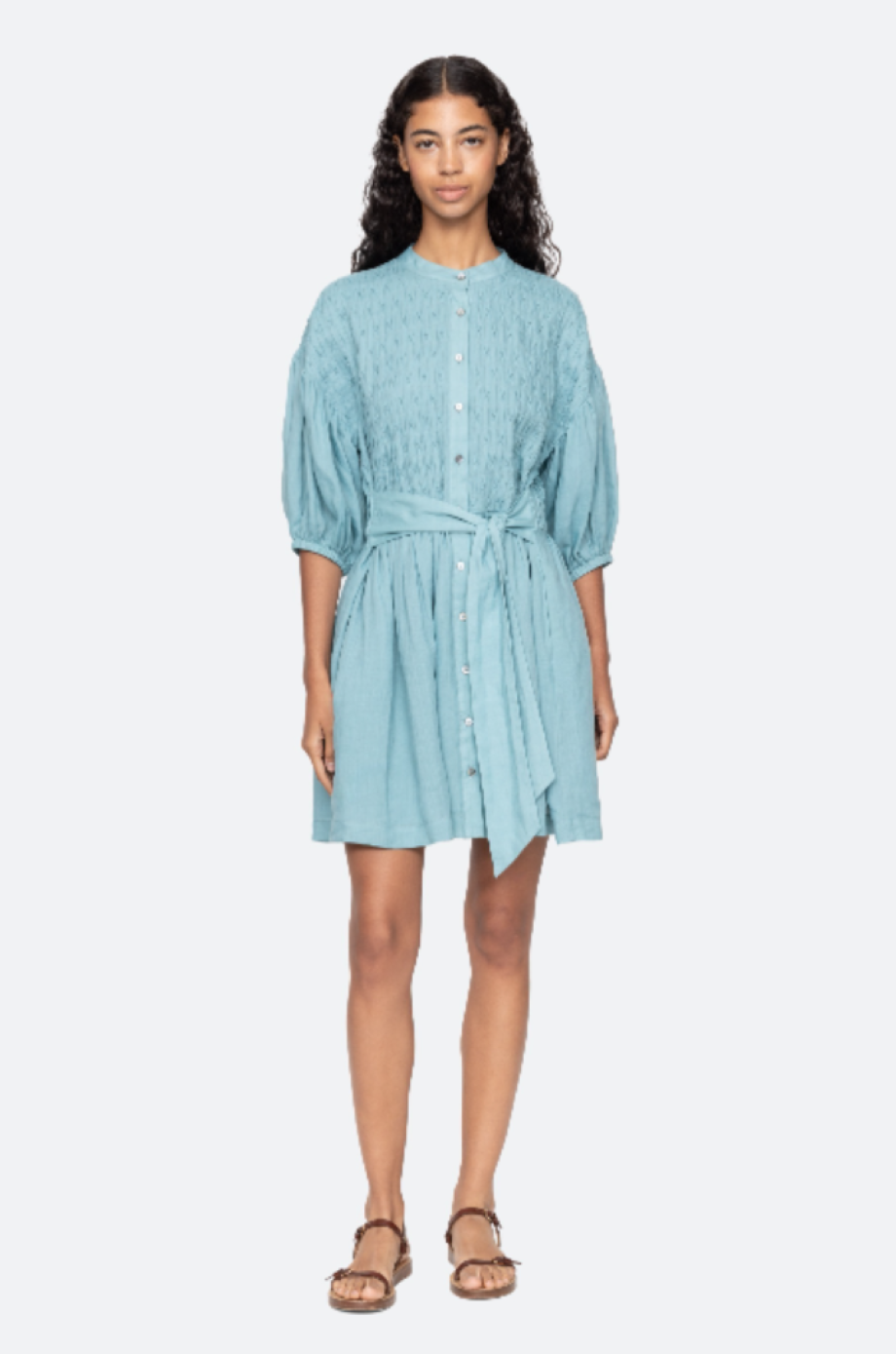 Sea-NY Violet Belted Mini Dress - Blue