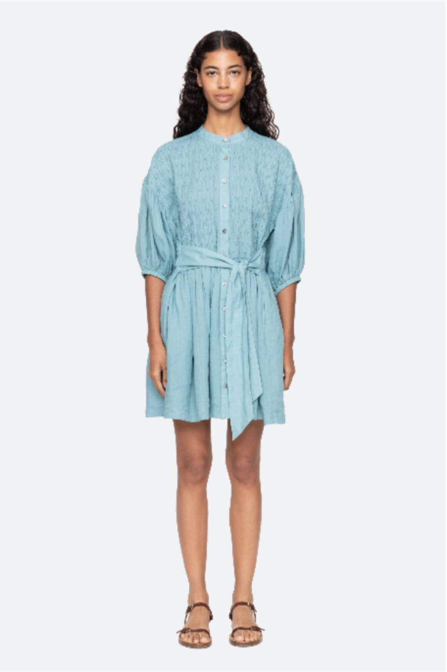 Sea-NY Violet Belted Mini Dress - Blue