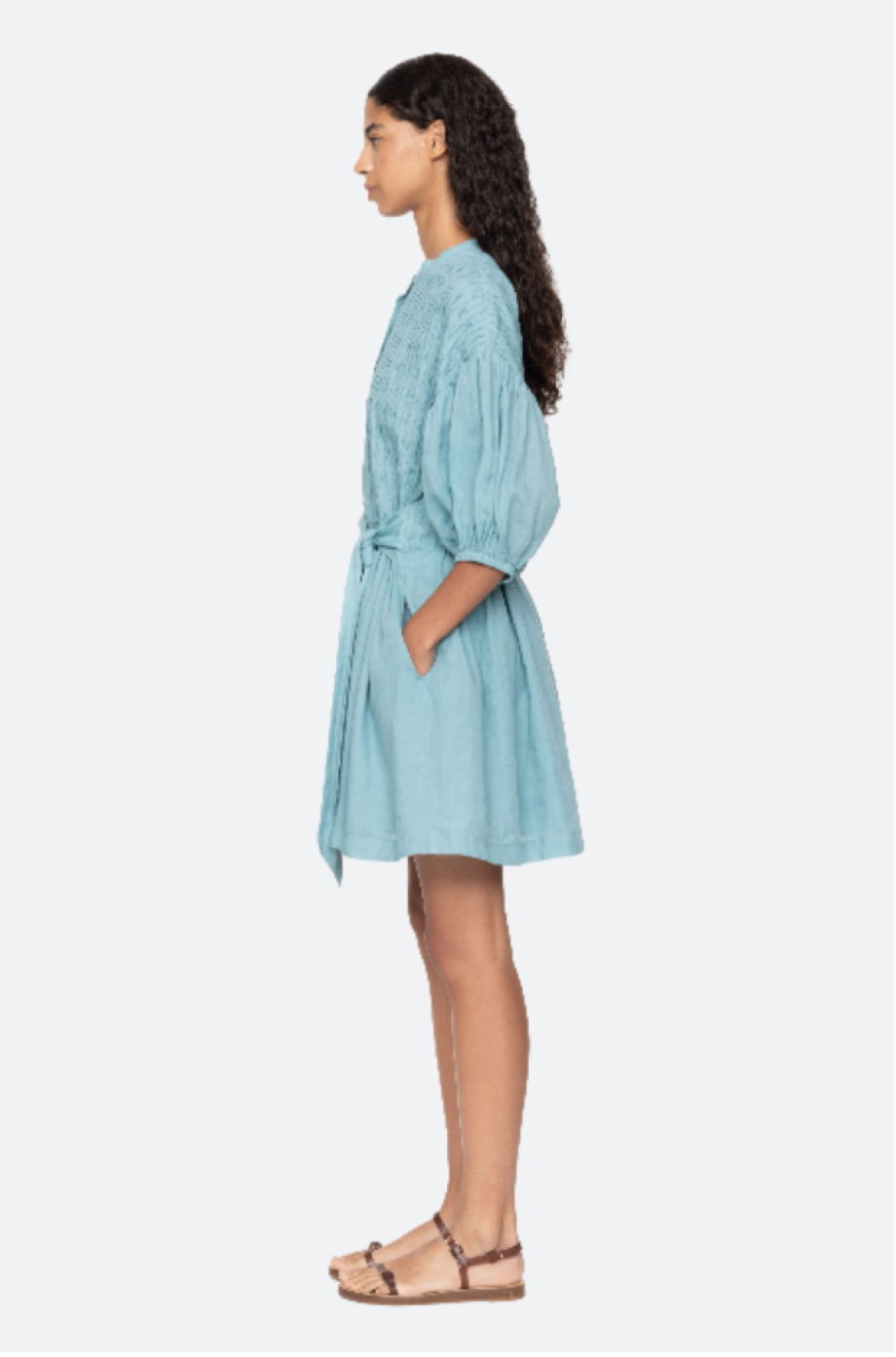 Sea-NY Violet Belted Mini Dress - Blue