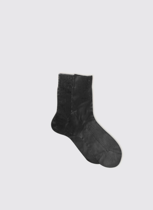 Maria la Rosa One Rib Laminated Sock - Black