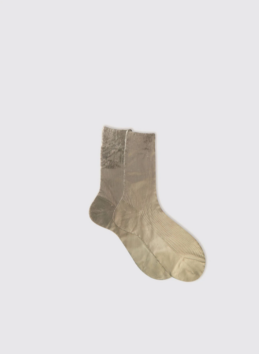 Maria la Rosa One Rib Metallic Sock - Bosco