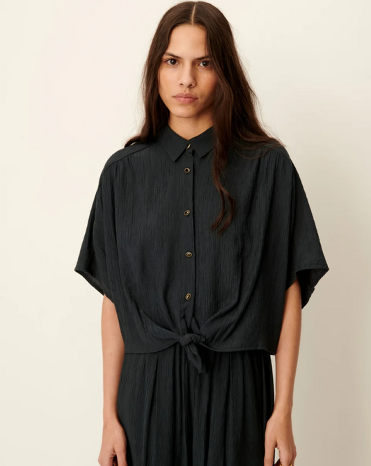 Sessun Alfassa Knotted Shirt - Smoke Green