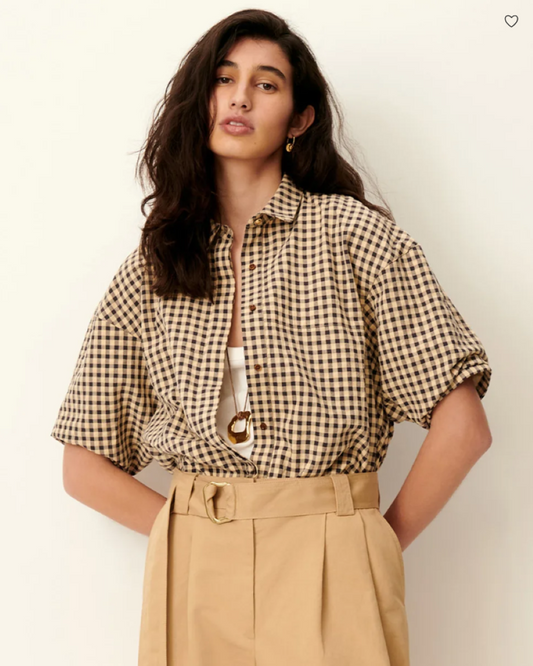 Sessun Florentina Balloon Sleeve Blouse - Sand/Black