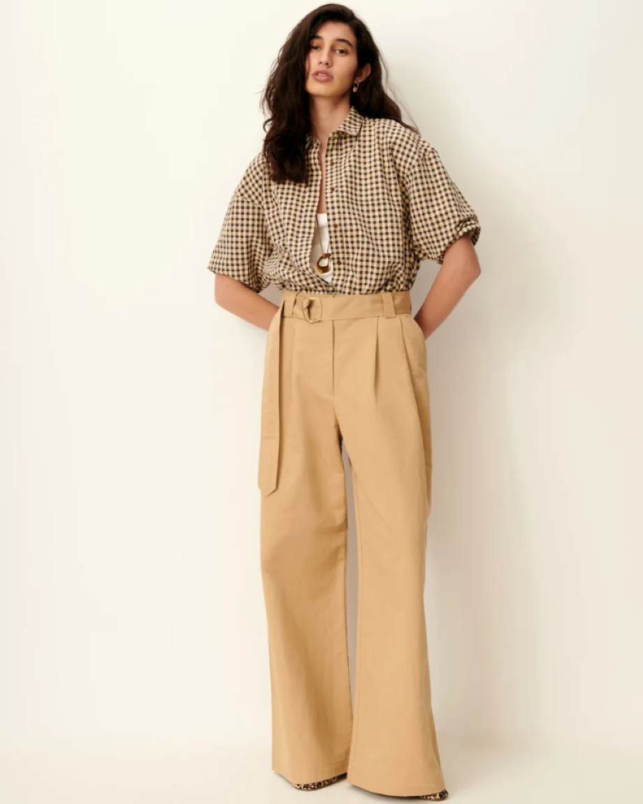 Sessun Florentina Balloon Sleeve Blouse - Sand/Black