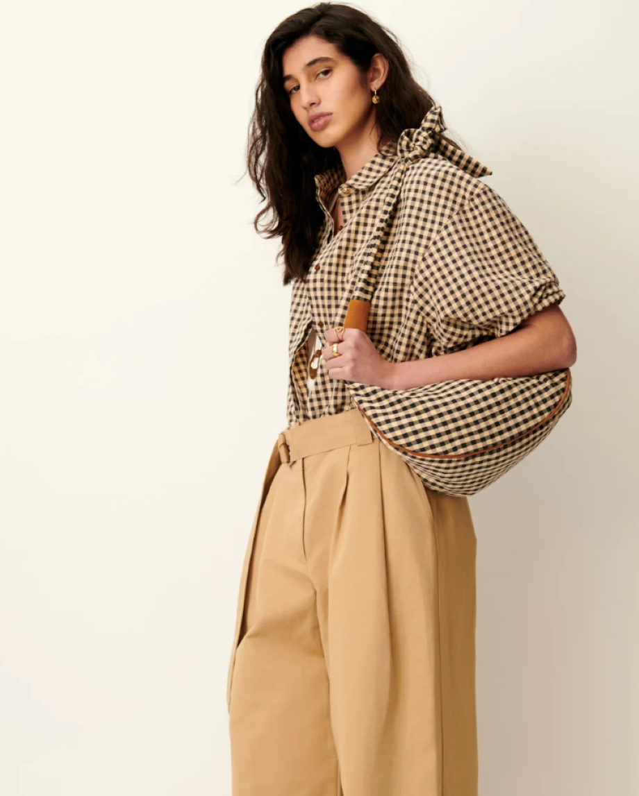 Sessun Florentina Balloon Sleeve Blouse - Sand/Black
