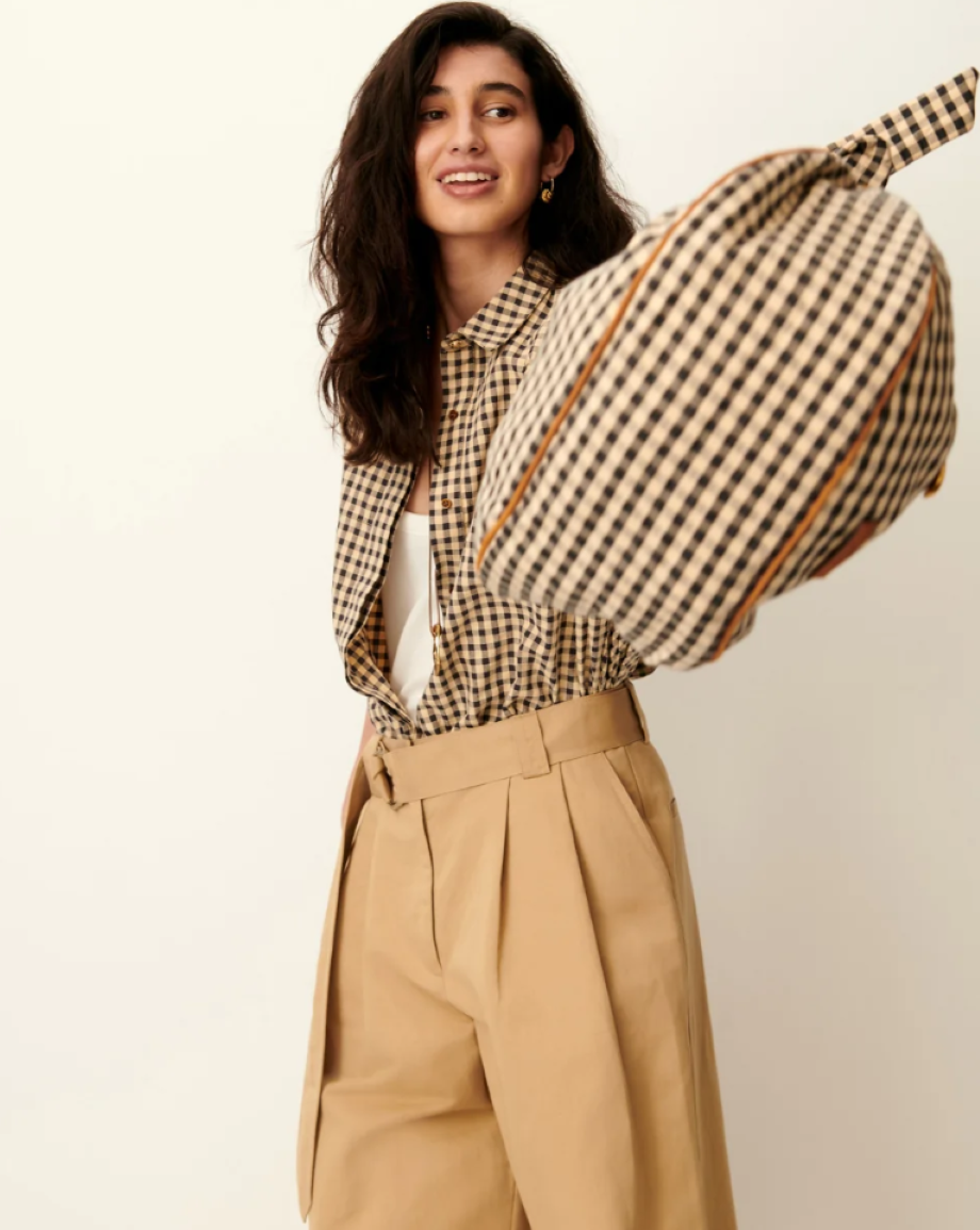 Sessun Florentina Balloon Sleeve Blouse - Sand/Black