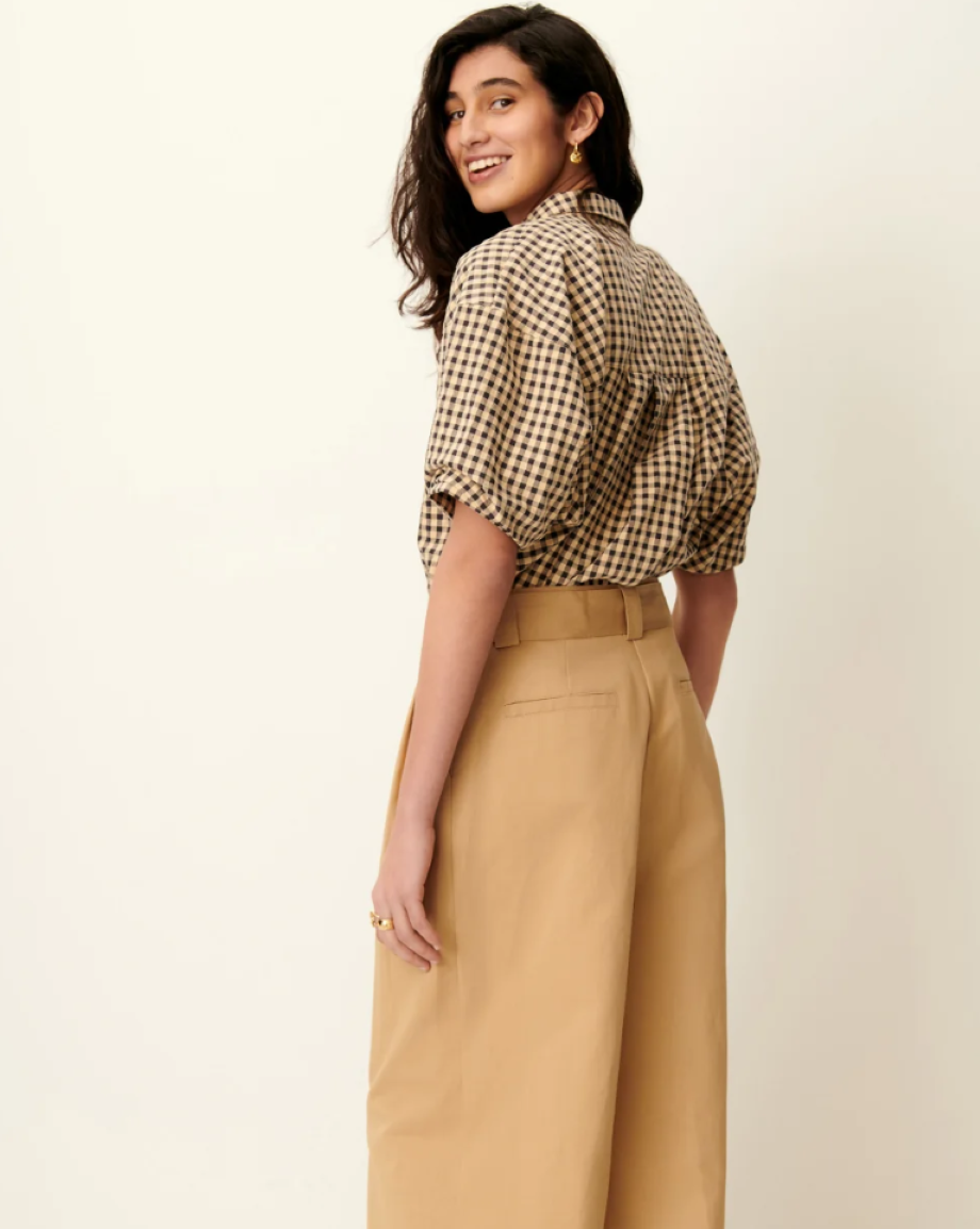 Sessun Florentina Balloon Sleeve Blouse - Sand/Black