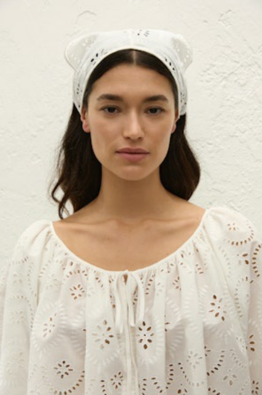 Faithfull Ponte Head Scarf - Bianca Broderie White