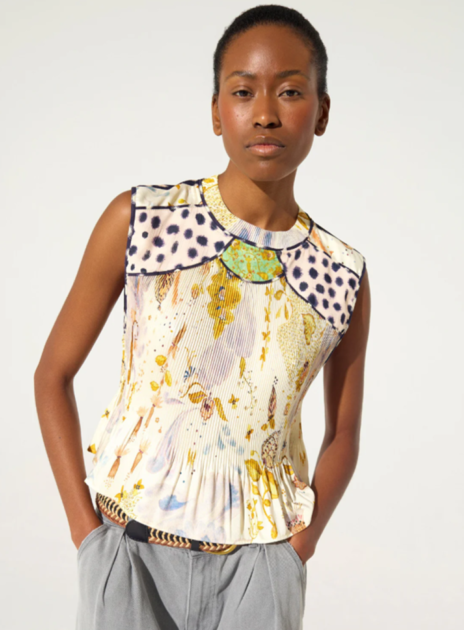 Cotélac Pleated Tank Top - Herbes Dorées