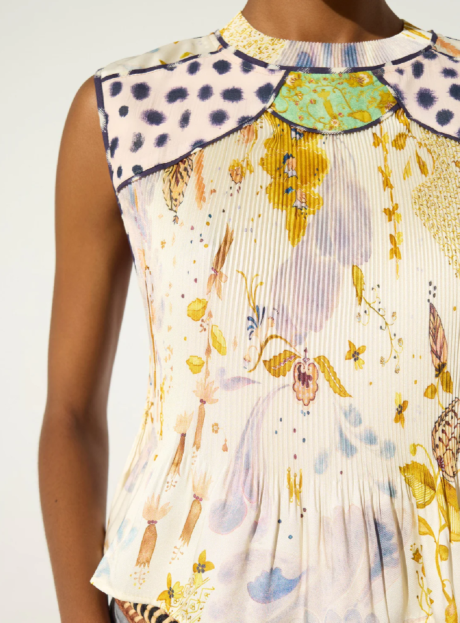 Cotélac Pleated Tank Top - Herbes Dorées