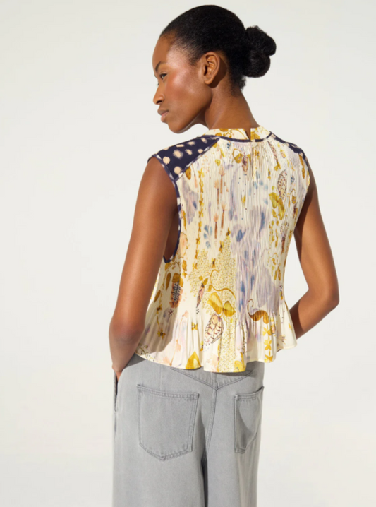 Cotélac Pleated Tank Top - Herbes Dorées