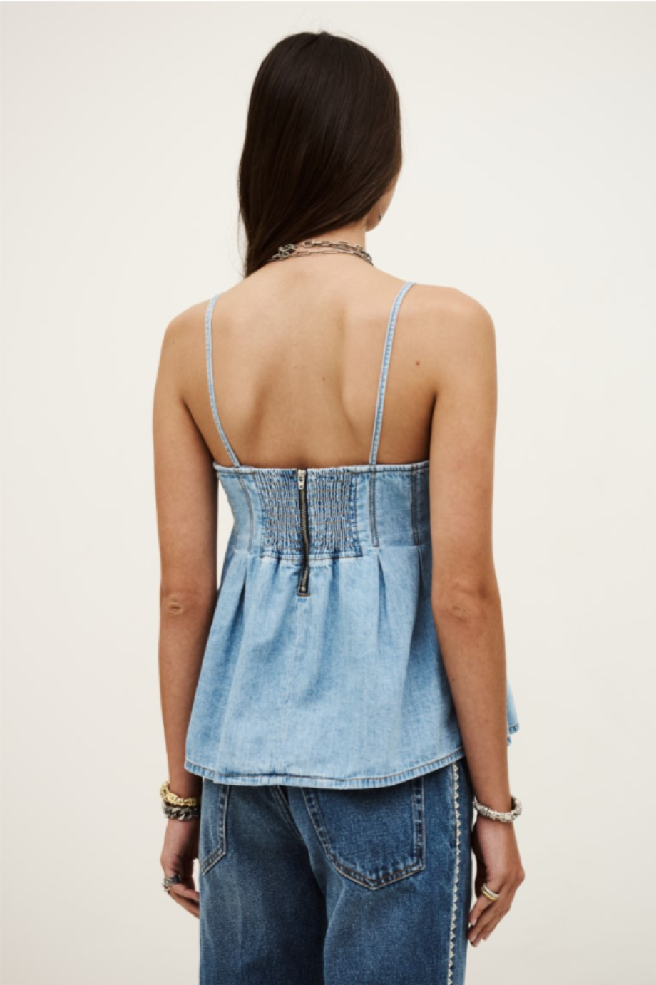 ba&sh Lucina Denim Top - Light Used Blue