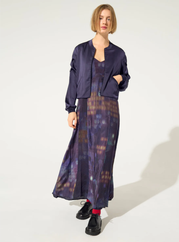 Cotélac Pleated Satin Jacket - Cassis