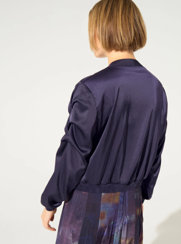 Cotélac Pleated Satin Jacket - Cassis