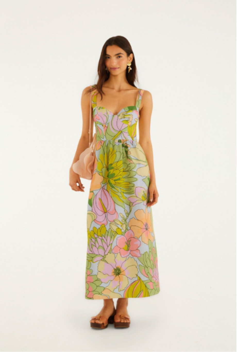 Farm Rio Spring Affair Maxi Dress - Light Blue