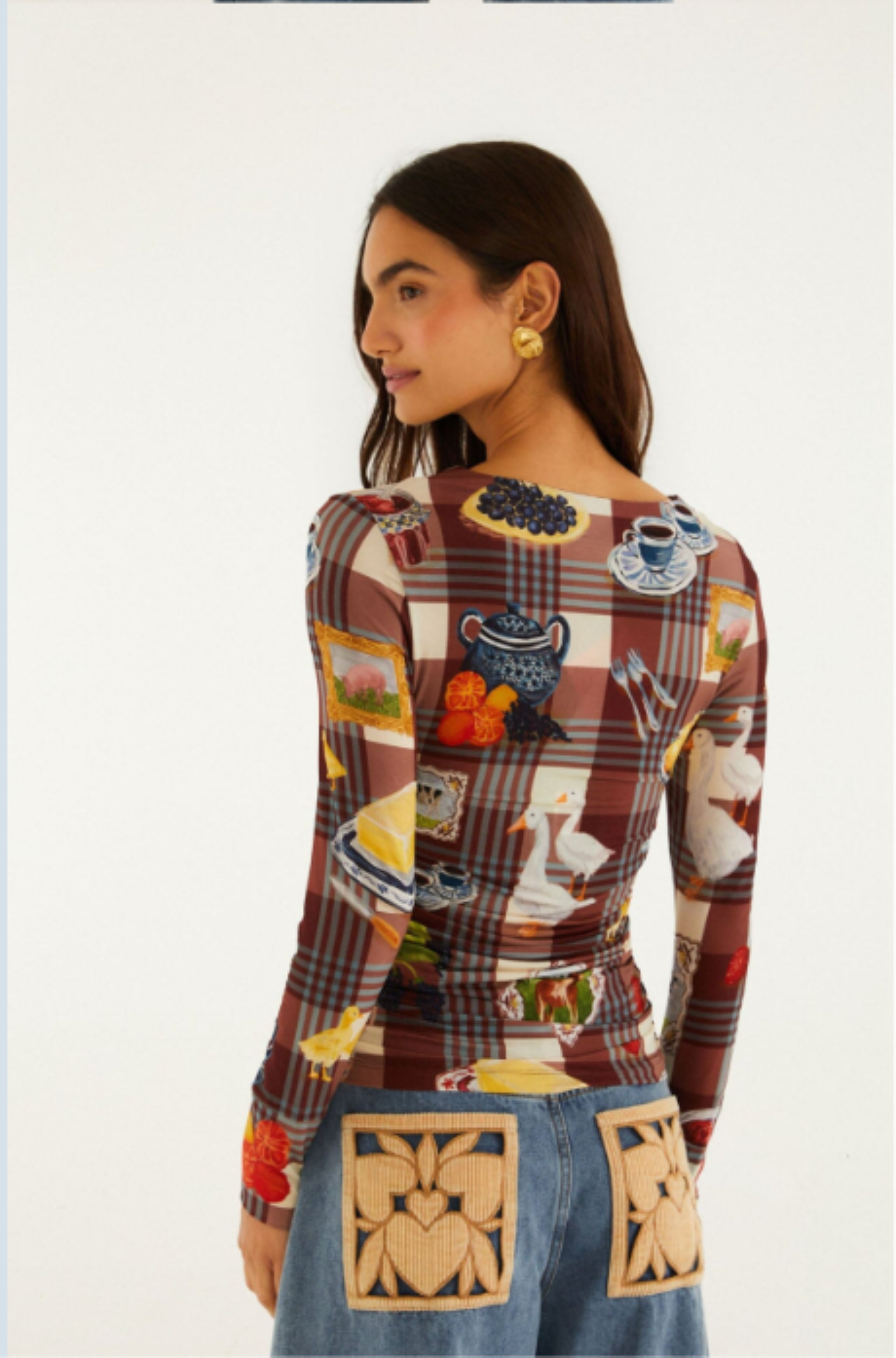 Farm Rio Country Table Tartan Top - Brown