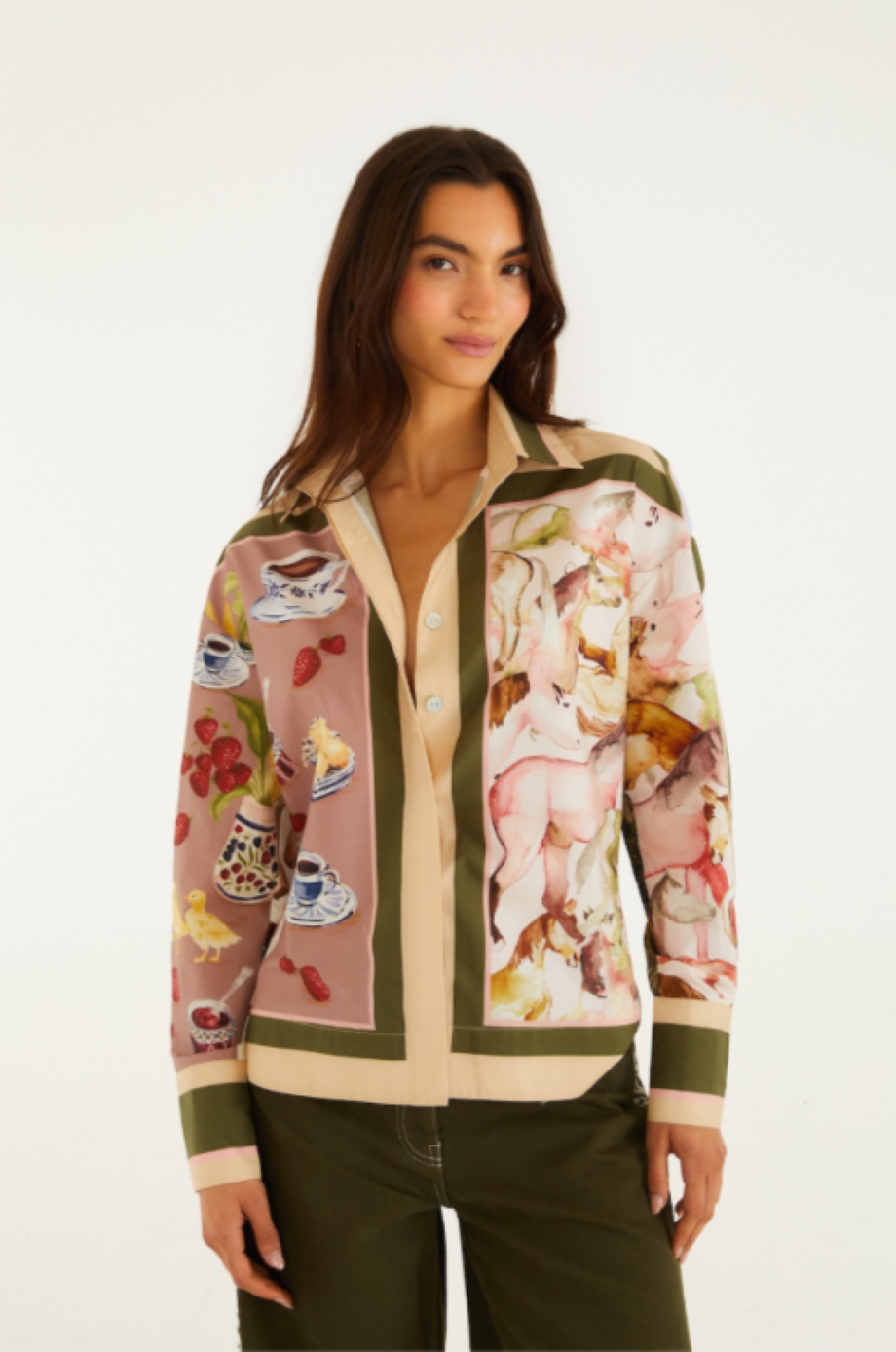 Farm Rio Countryside Mixed Scarf Blouse - Multi