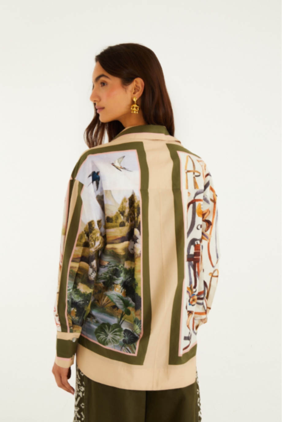 Farm Rio Countryside Mixed Scarf Blouse - Multi