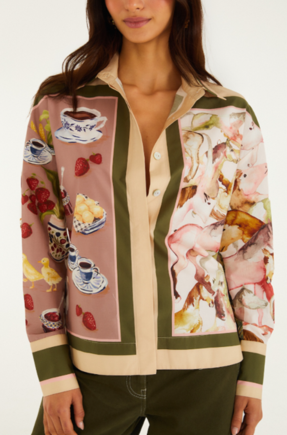 Farm Rio Countryside Mixed Scarf Blouse - Multi