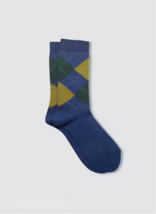 Maria la Rosa Hong Argyle Sock - Blue
