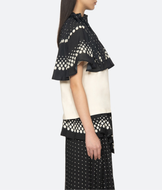 Sea NY Elly Polka Dot Print Cape T-Shirt - White