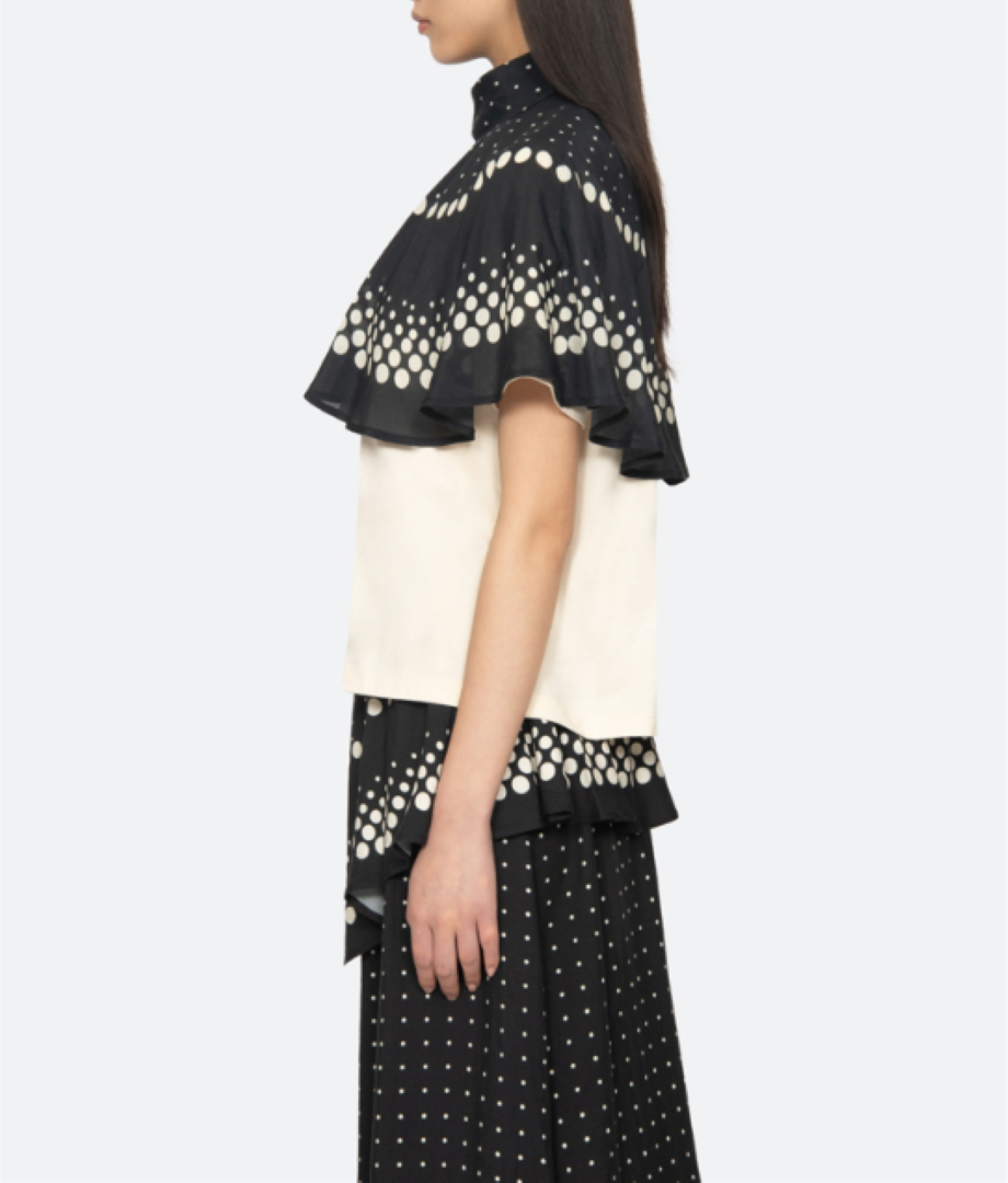 Sea NY Elly Polka Dot Print Cape T-Shirt - White