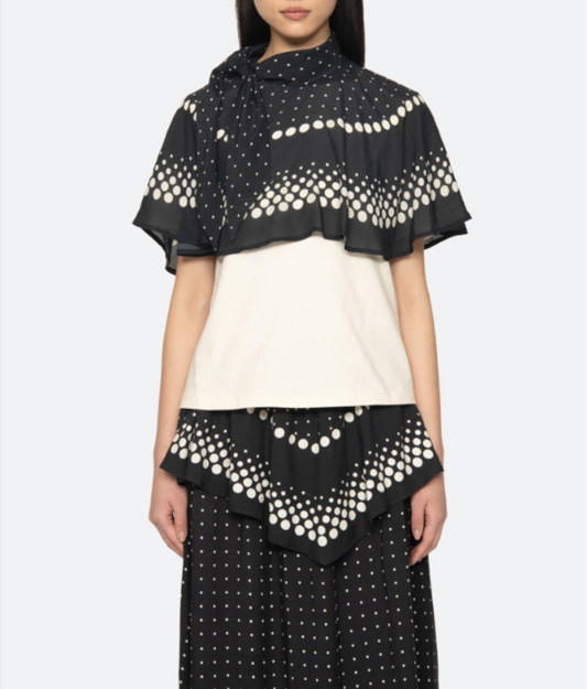 Sea NY Elly Polka Dot Print Cape T-Shirt - White