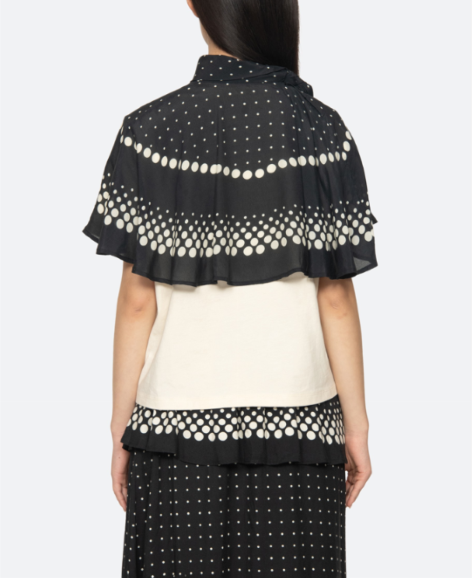Sea NY Elly Polka Dot Print Cape T-Shirt - White
