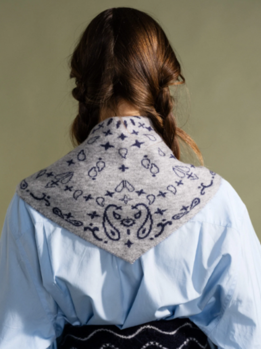 Hansel from Basel Cashmere Triangle Bandana Scarf - Grey