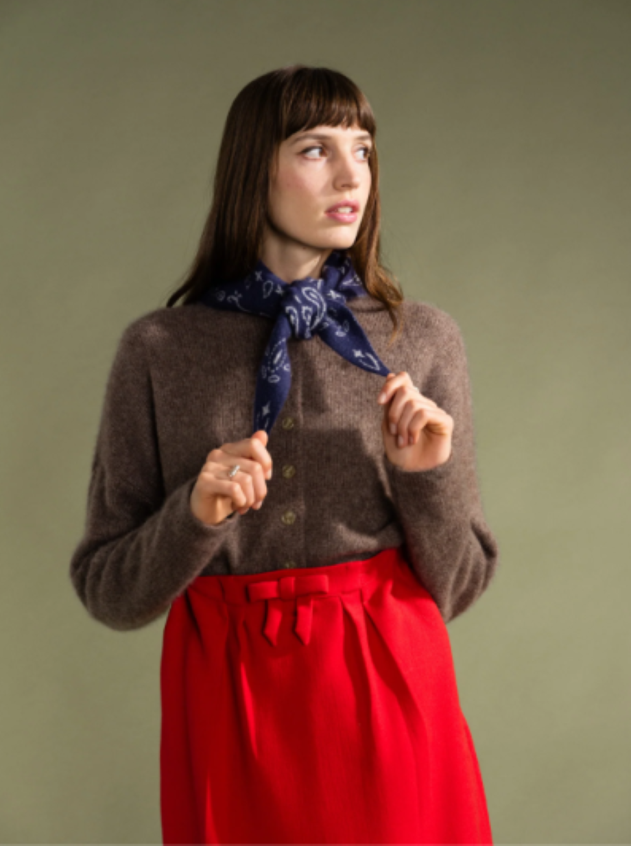 Hansel from Basel Cashmere Triangle Scarf - Navy