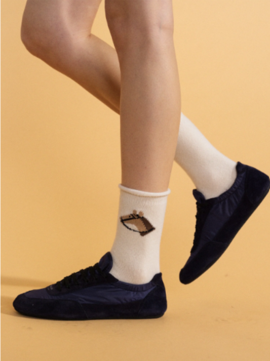 Hansel from Basel Horse Cashmere Sock - Ivory