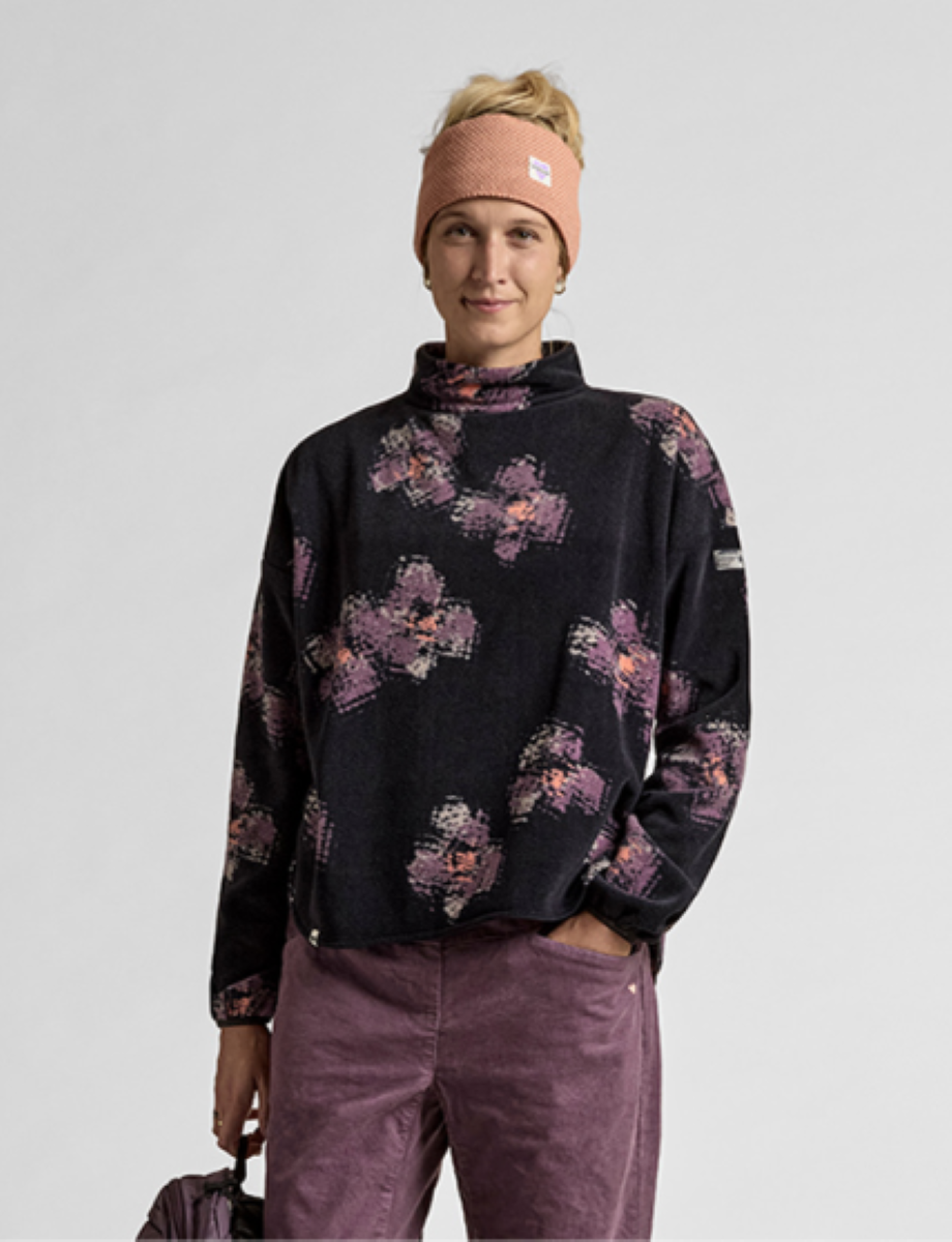 Maloja RomaliaM Printed Mountain Fleece Shirt - Deep Black Joy