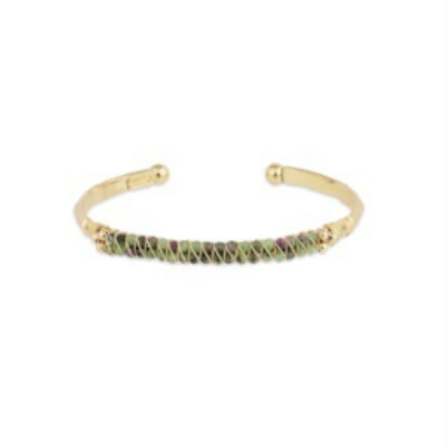 Gas Bijoux Lyre 2-Row Bangle Bracelet - Amethyst