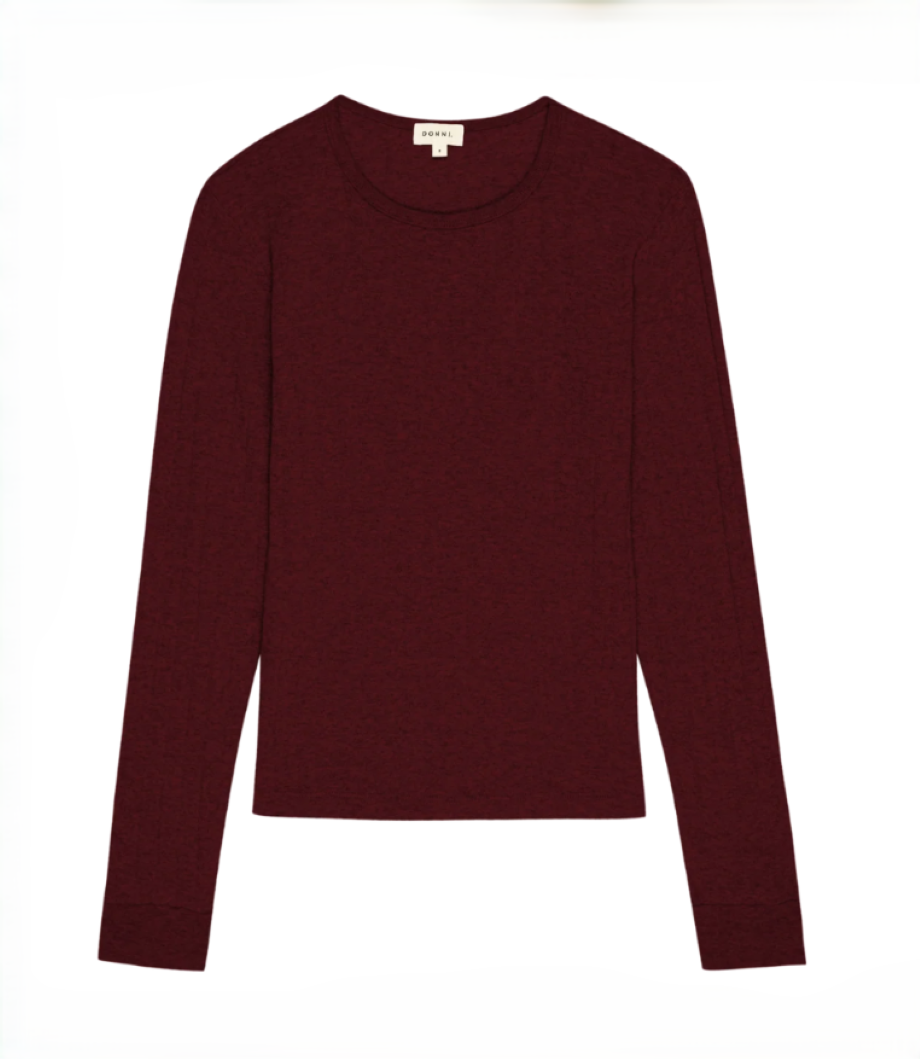 DONNI. Pointelle Long Sleeve - Oxblood
