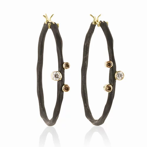 Sarah Graham Rogue River Diamond Hoop Earrings - 1.6" (Medium)
