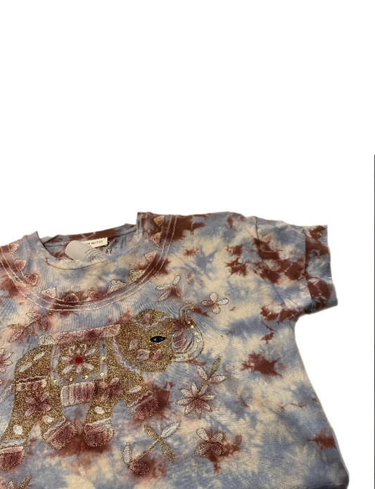 Maison Hotel Embroidered Elephant Tie-Dye T-Shirt