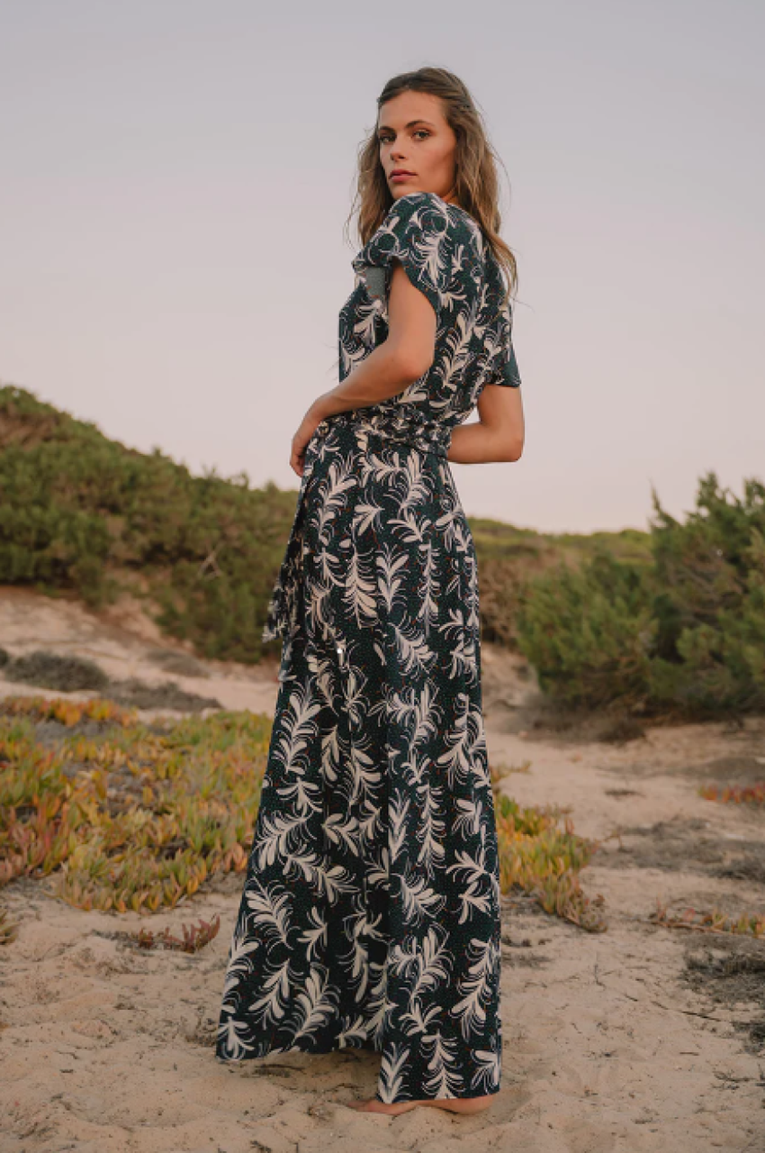 ★ Massimo Dutti★ Fluid Stripe Print Midi Knee Length Dres Soler London Eloise Knee Length Dress - Leaf Fuchsia