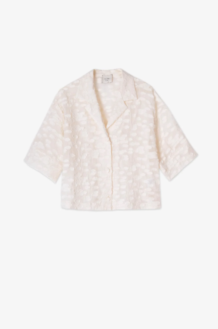 Alysi Cropped Boxy Fil Coupé Shirt - Meringue