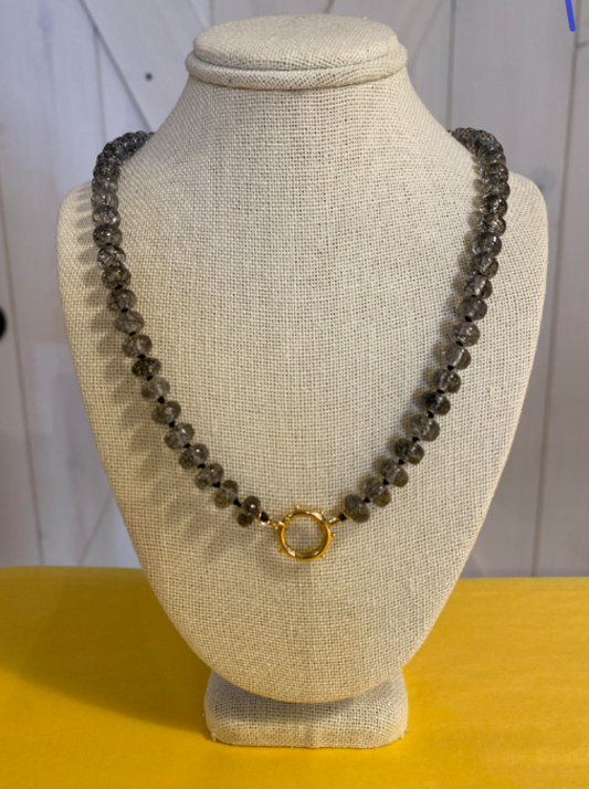 Chammomile Black Rutilated Quartz Gemstone Necklace