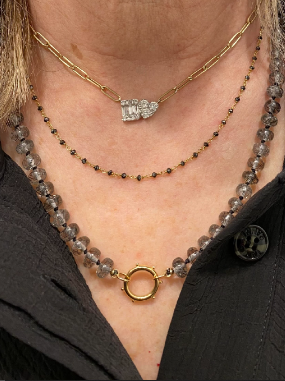 Chammomile Black Rutilated Quartz Gemstone Necklace