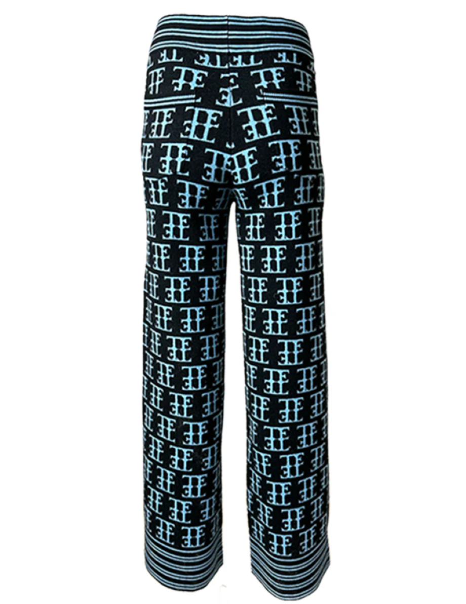 Team Event Jacquard Knit Pant - Ice Blue/Black